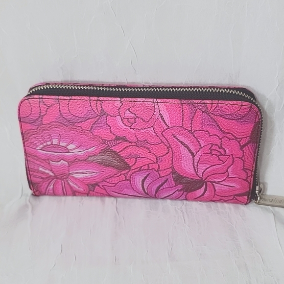 Pineda Covalin Istmo Large Full Zip Around Wallet Fuchsia & Hot Pink Floral - Picture 3 of 9